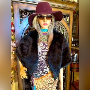 Cache Black Faux Fur Stole